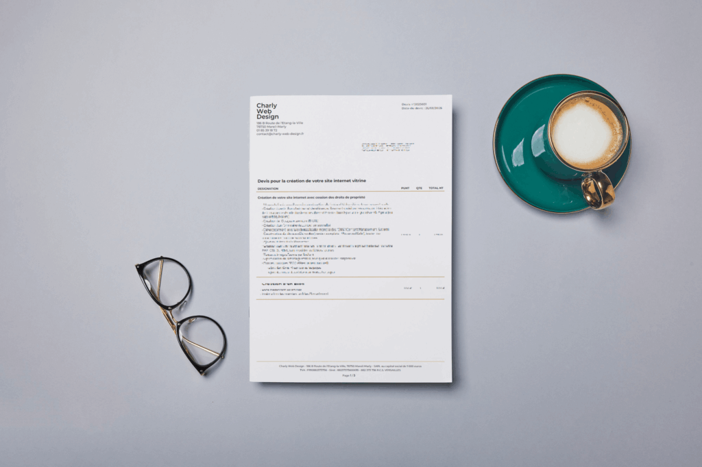 image montrant le devis de Charly Web Design pour la création d'un site internet vitrine